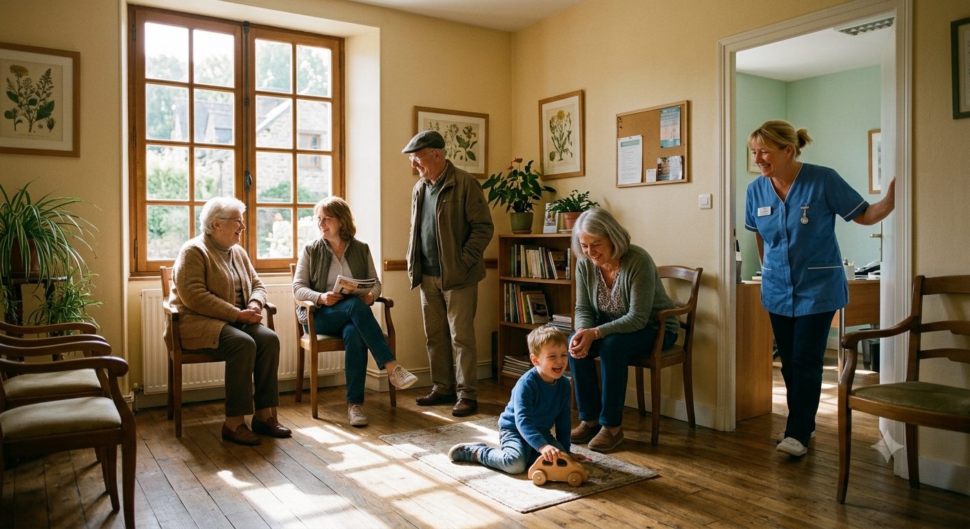 Cabinet médical rural, salle d'attente
